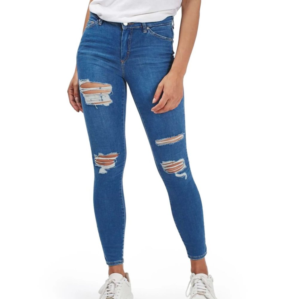 Topshop Ripped Blue Jeans